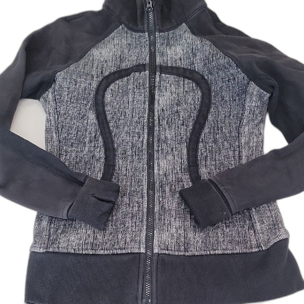 Lululemon Athletica Thick Black and Gray Zip-Up Hoodie